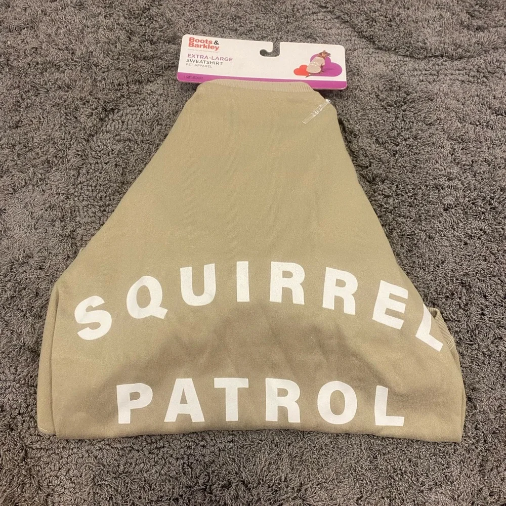 Dog Squirrel Patrol Sweatshirt - Tan- Boots & Barkley-XL
